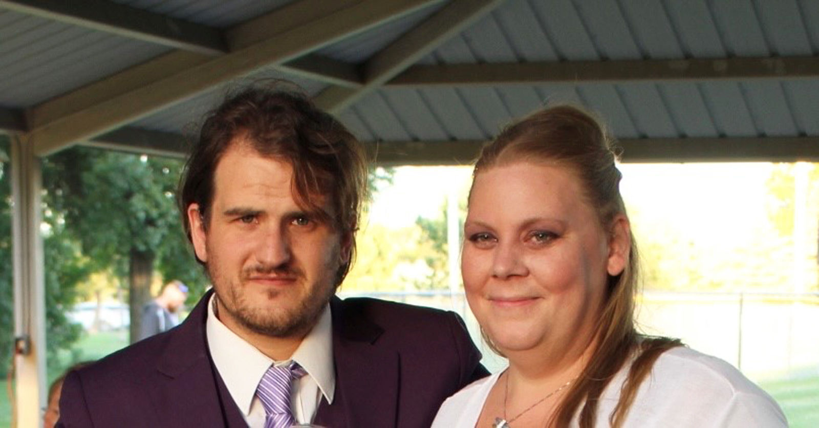 Couple on their wedding day at park